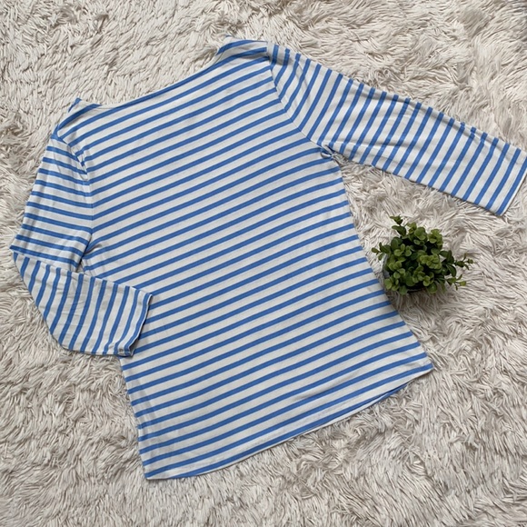A New Day 3/4 Sleeve Stripe Top 💗 White & Blue - Picture 6 of 12